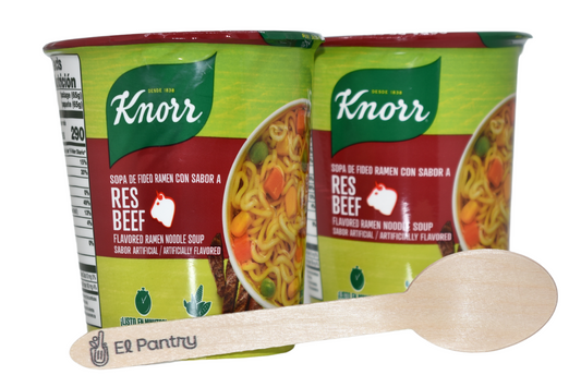 El Pantry Bundle Knorr Ramen Noodle Soup Beef Flavored with El Pantry Spoon, 2 Pack