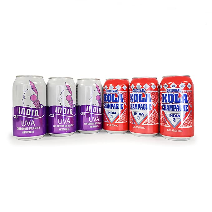 Puerto Rico Soft Drink Bundle | Kola Champagne India and Grape India | 12 Fl Oz (12 Count)