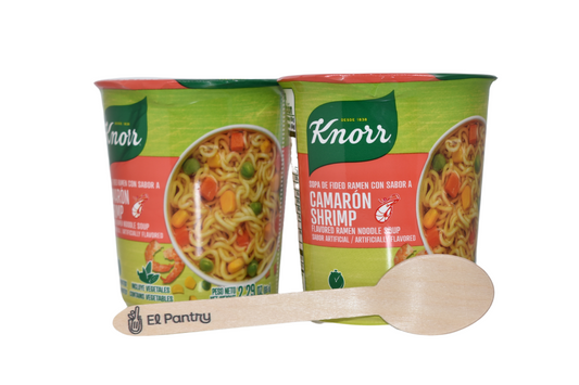 El Pantry Bundle Knorr Ramen Noodle Soup Shrimp with El Pantry Spoon, 2 Pack